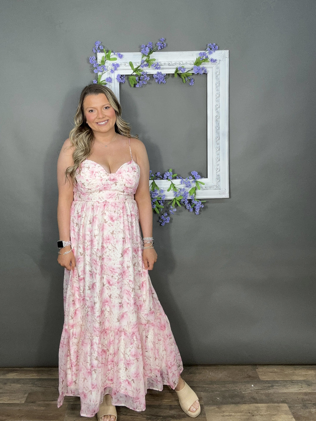 Clara May Floral Corset Midi Dress